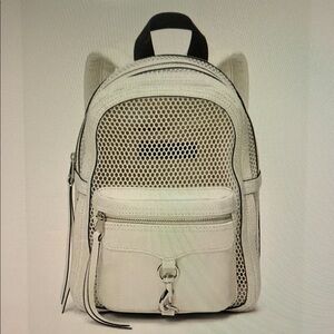 Rebecca Minkoff Ivory Mesh Backpack with Leather Accents